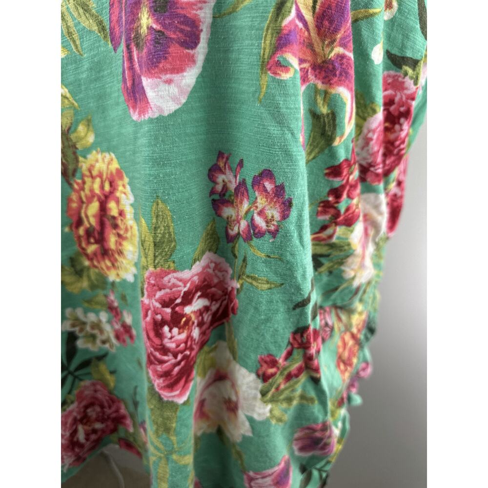 ✨2/$20 Belle Kim Gravel Slub Knit Side Ruched Top Full Bloom Floral Plus Size 4X - Picture 7 of 15